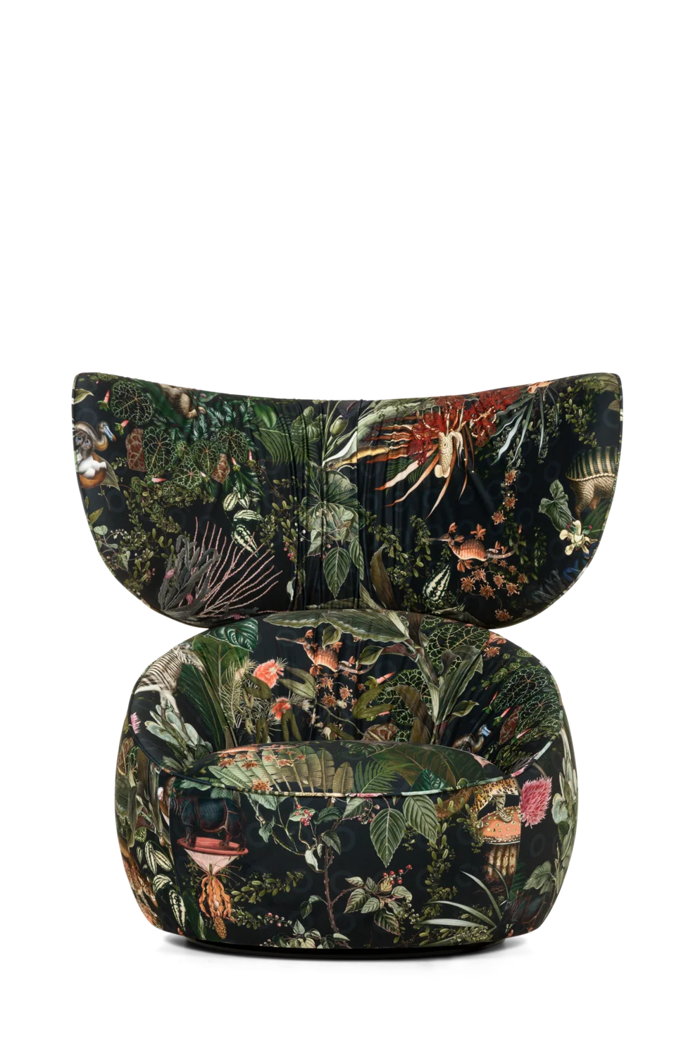 Hana Armchair Wingback Menagerie of Extinct Animals fabric